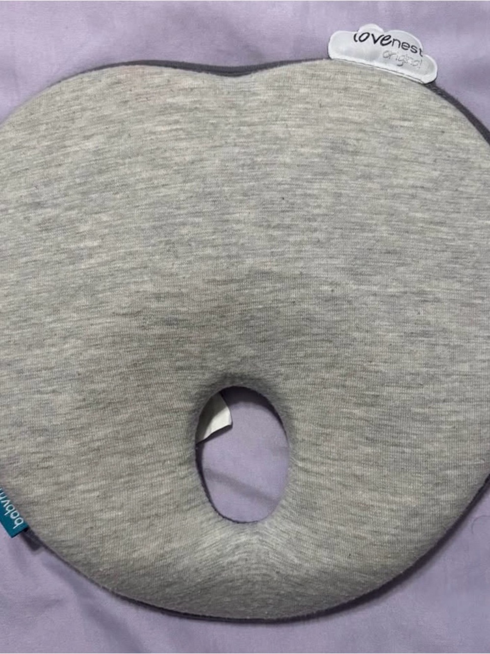 LoveNest Gray Infant Head Pillow - Ergonomic Support